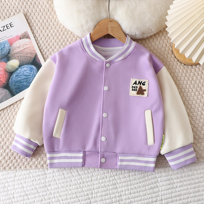 2024 New Children'S Baseball Uniforms Thickened Baby Jackets Casual Boys, Girls, Medium And Large Children'S Style - Image 1